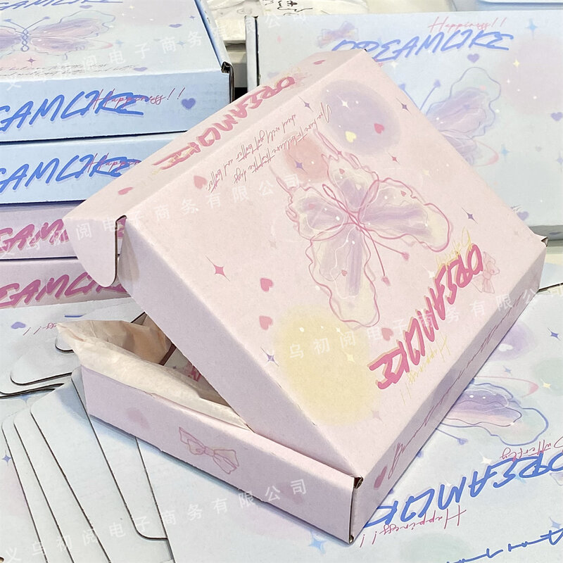 1Pc Ins estetyczny sen kolor motyla pudełko samolotowe dziewczyna sprzedam kartę opakowanie na prezent DIY karton ekspresowy śliczne kartonowe pudełko kartonowe