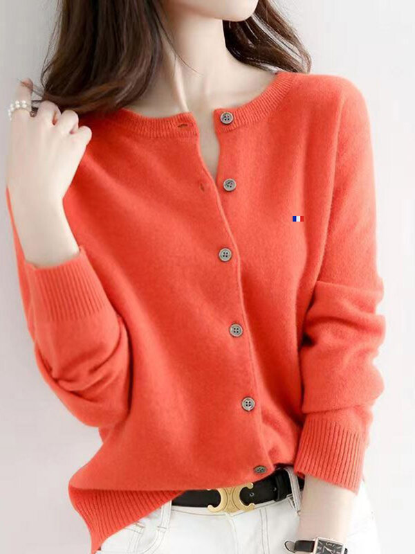Clearance Spring And Autumn Women's Cardigan Loose Large Size Crewneck Wool Sweater New Blouseo Female Casual Long Sleeve Tops