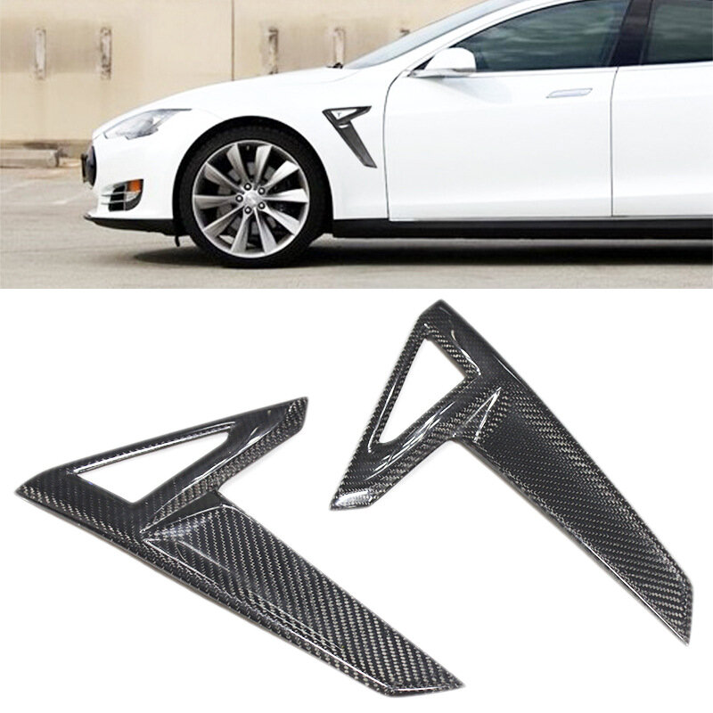 สำหรับ Tesla รุ่น S คาร์บอนไฟเบอร์ Command ดัดแปลงโป๊ะช่องแอร์ด้านข้างอุปกรณ์เสริมรถยนต์ใบมีดลมขนาดเล็ก