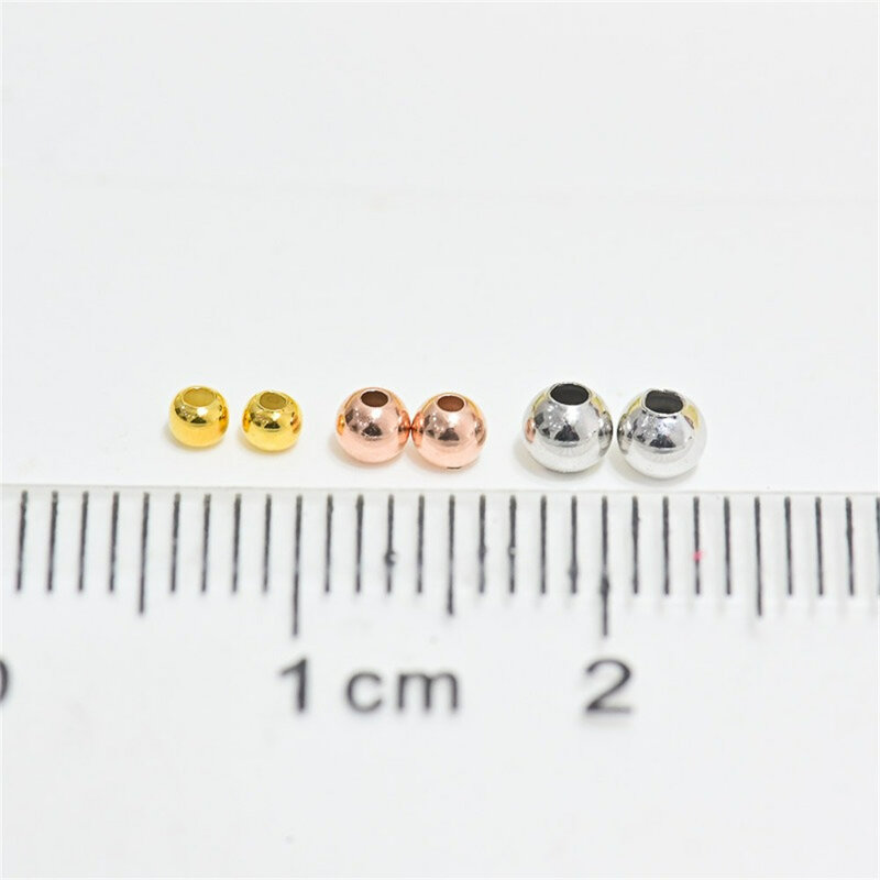 Perles brillantes en argent regardé S925, accessoires de bricolage, non allergiques, ne se décolorent pas, perles de ficelle, or