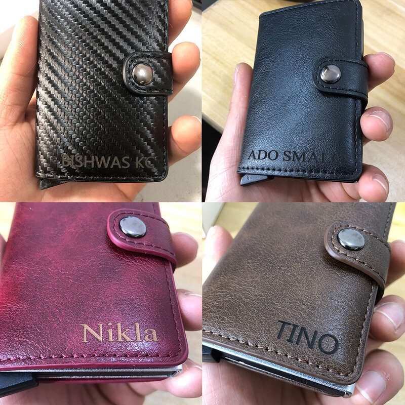 2022 Card Holder Wallets Rfid Unisex Carbon Fiber Black Magic Trifold Leather Slim Mini Women Wallet Men Small Money Bag Purses