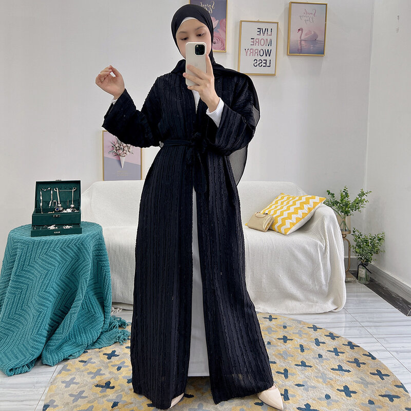 เปิดตลาดชั้น Abaya Cardigan Corset Robe Femme Musulman สง่างามสีทึบชุดสตรีสำหรับดูไบโมร็อกโกยุโรปและอเมริกา
