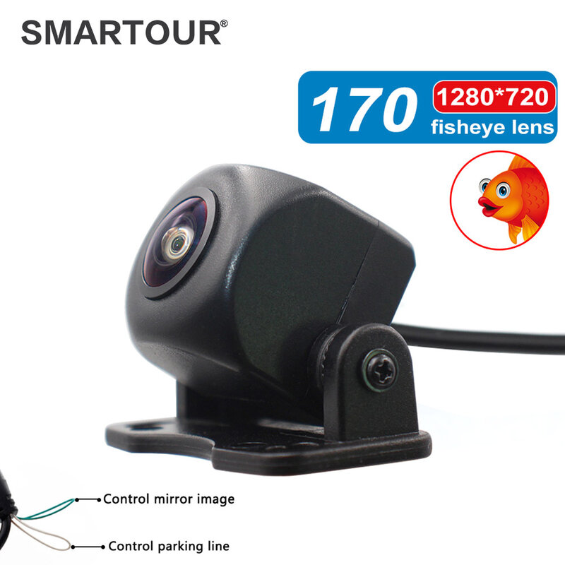 Цветная Автомобильная камера заднего вида SMARTOUR «рыбий глаз», ночное видение, монитор для парковки автомобиля, CCD Водонепроницаемая видеока...