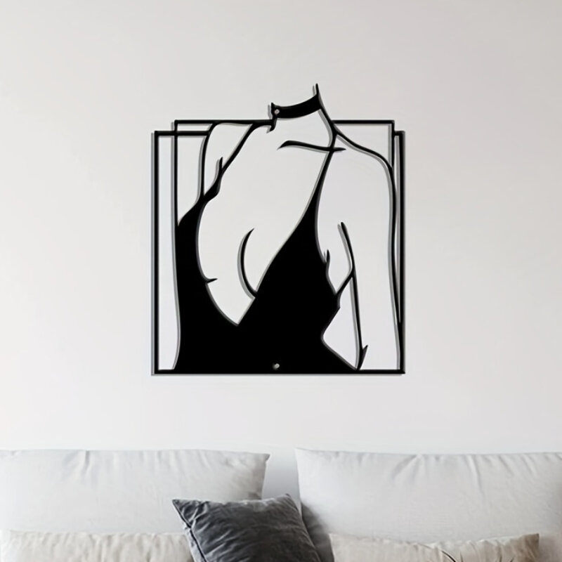 Letrero de pared de mujer, adorno de arte de pared de Metal, colgante de Metal estético, línea minimalista, decoración de pared abstracta
