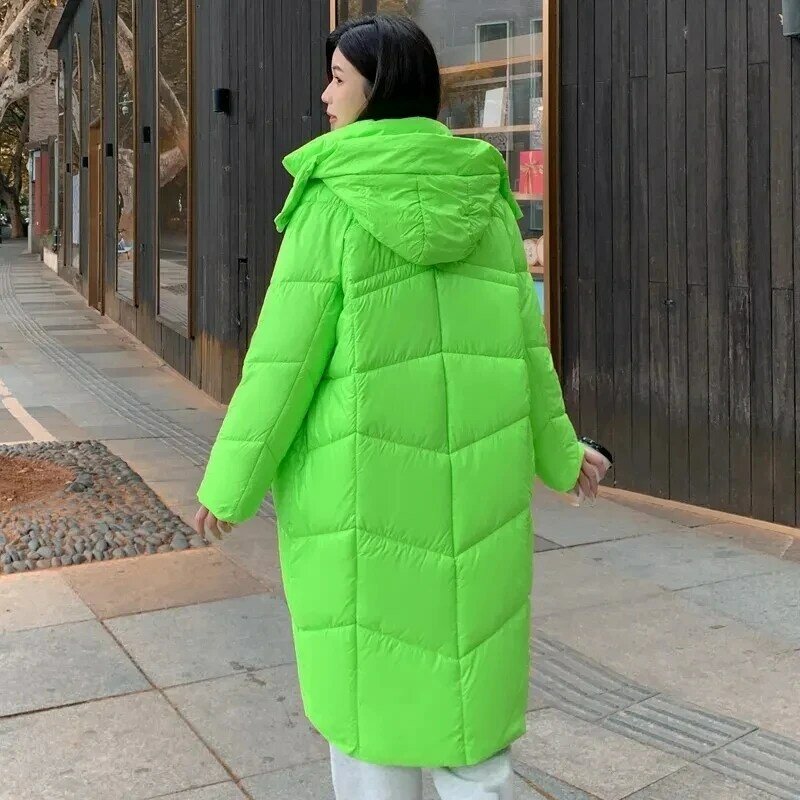 Chaqueta con capucha para mujer, parka larga de algodón, holgada, informal, gruesa, cálida e impermeable, para invierno, novedad de 2023