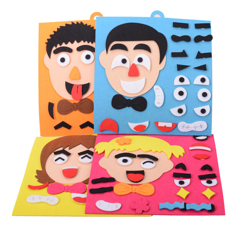 Mainan DIY mainan emosi berubah teka-teki mainan 30CM * 30CM kreatif ekspresi wajah anak-anak mainan edukasi untuk anak-anak belajar lucu Set