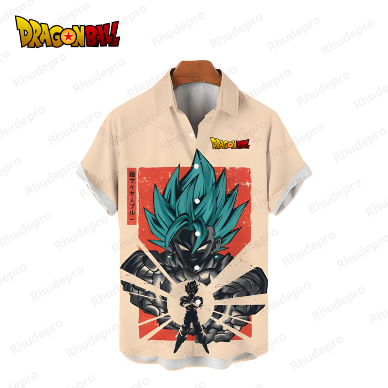 Dragon Ball Z Harajuku camisas havaianas para homens, Super Saiya, moda japonesa, anime legal, Vegeta, Goku, verão