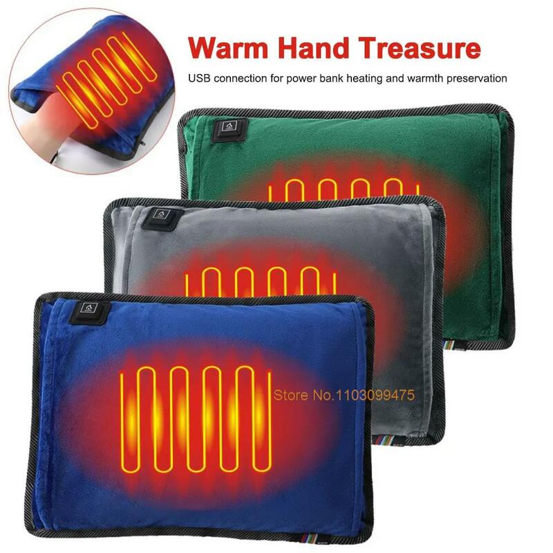 Coussin chauffant électrique pour hommes et femmes, chauffe-mains, chargement USB, sac chaud lavé, froid vert, hiver, métropolitain