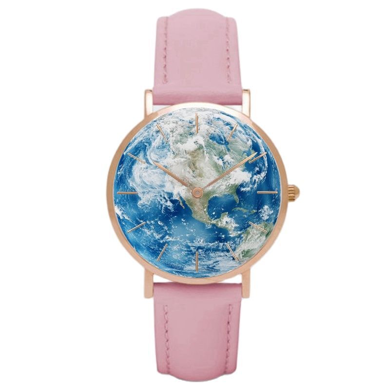 Reloj con mapa del mundo para mujer, pulsera de cuarzo con banda de cuero, Geneva, regalo para chica, 2020