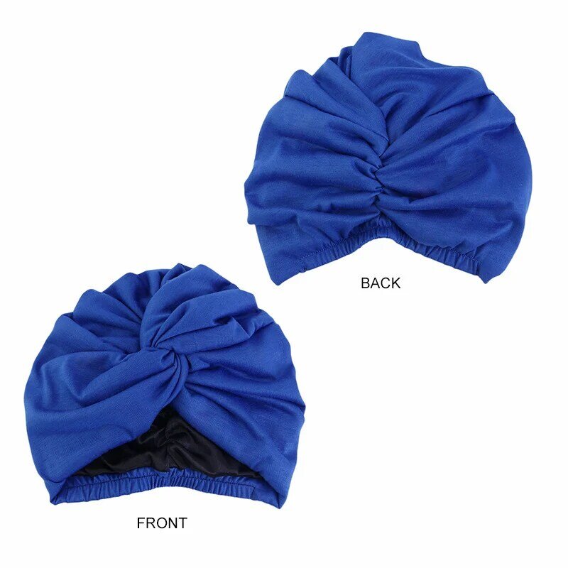 Topi jilbab dalam Muslim baru topi Turban bersirat silang Satin topi Turban Bonnet penutup kepala syal topi Beanie bandana topi rambut wanita