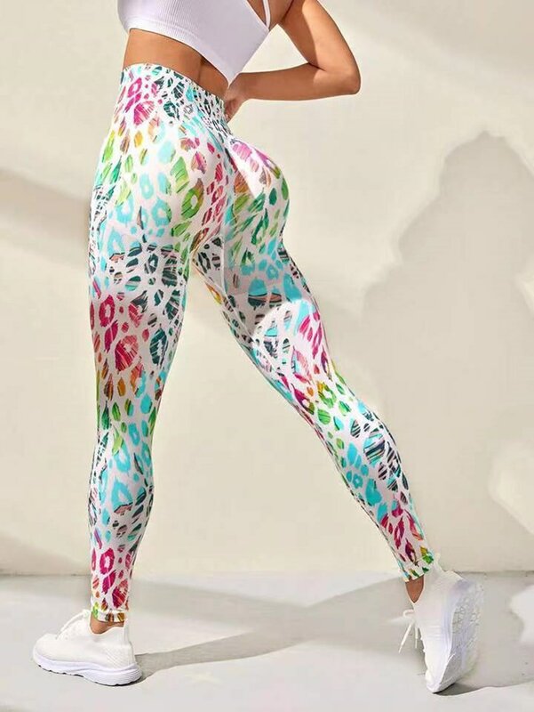 3D-print Naadloze Perzik Tie Dye Yoga Broek Push Up Workout Sport Legging Hoge Taille Panty Dames Fitness Kleding