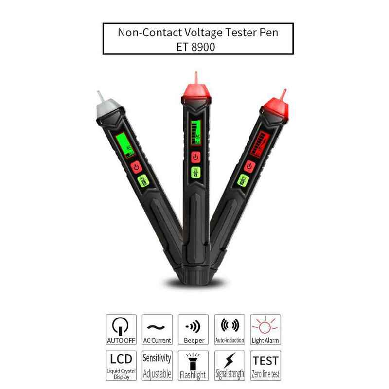 ET8900 Test Pencil Intelligent Voltage Detector Non-Contact AC Voltage Tester Pen Shaped Detector with Sound and Light Alarm