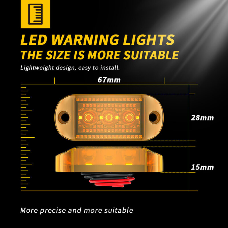 LED Clearance Light Side Marker for Buses Trucks  Red White 12V 24V  Low Power Consumption and Easy to Install