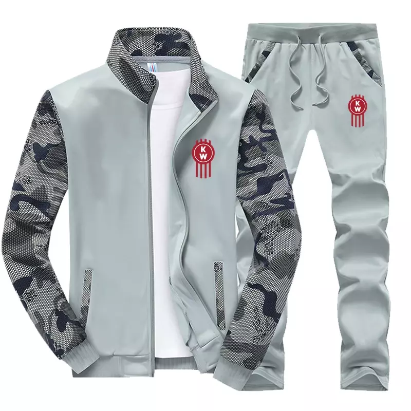 Conjunto Sportswear de 2 peças com estampa de logotipo Kenworth masculino, jaqueta com zíper, cardigã, calça, bolso, lazer, personalizado, novo, 2022