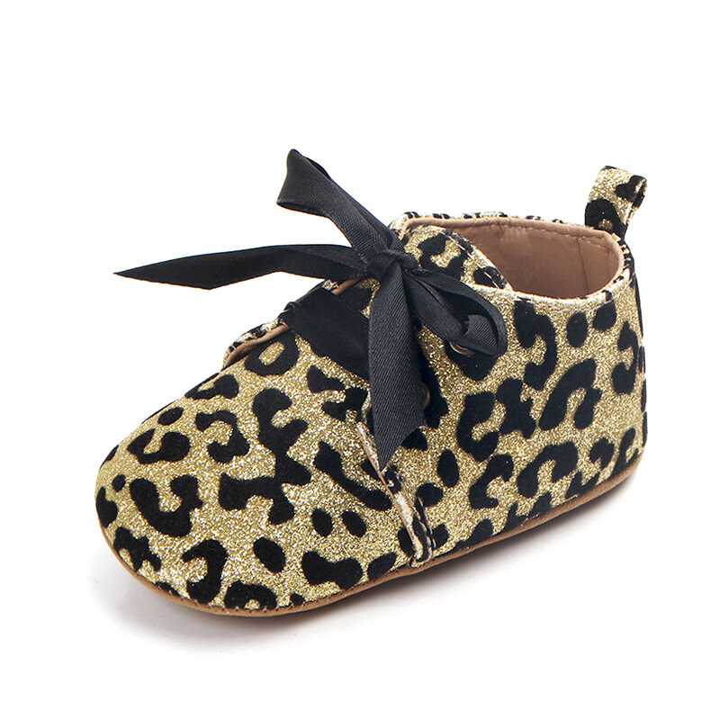 Zapatos informales con estampado de leopardo y purpurina para niñas, calzado infantil de suela suave, novedad
