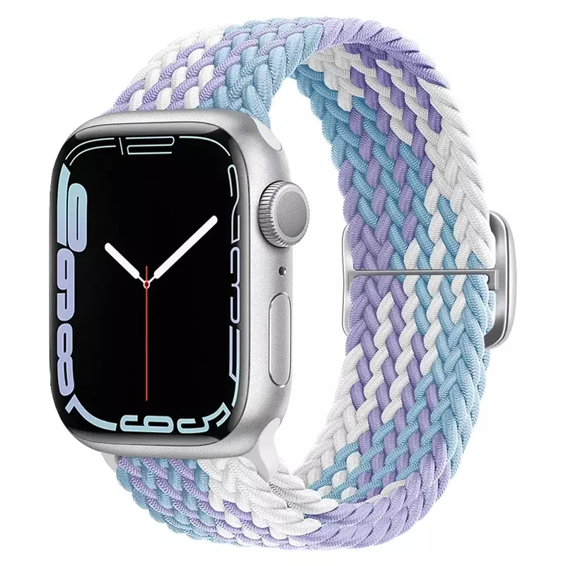 Boucle Tressée pour Apple Watch, Bracelet Solo artificiel astique, Bande iWatch Série 7, SE, 3, 6, Ultra 8, 44mm, 40mm, 45mm, 41mm, 42mm, 38mm, 49mm