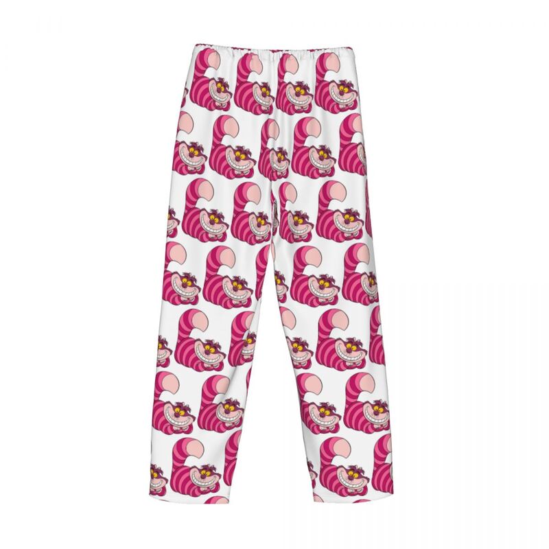 Пижама с мультяшным принтом манга, Чеширский кот, улыбка, штаны, мужская эластичная Пижама для отдыха и сна, штаны с карманами