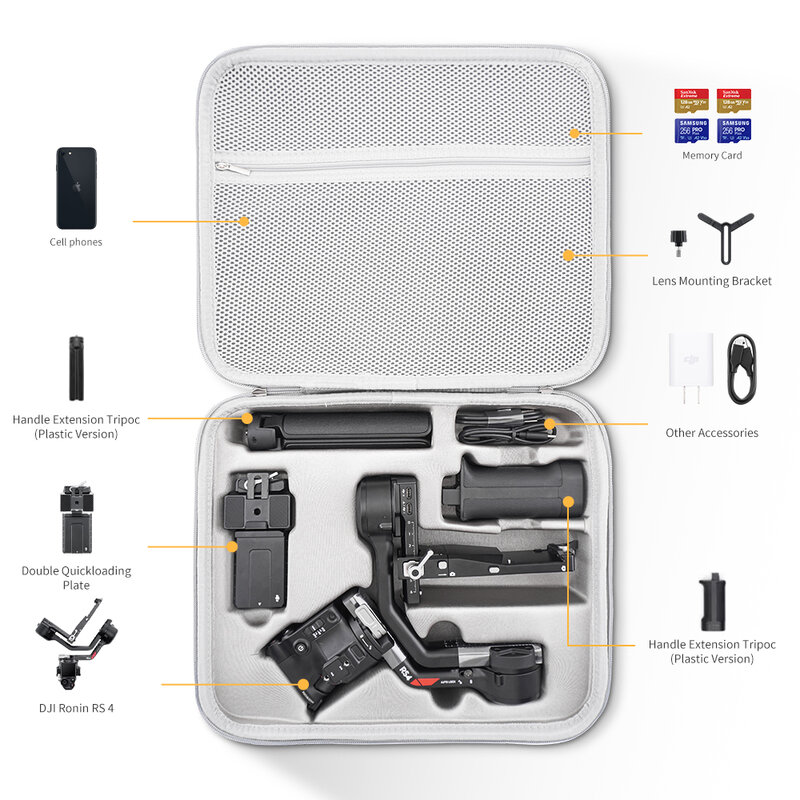Sac rigide anti-chute pour DJI Ronin RS 4, mallette de rangement, accessoires de stabilisateur de cardan, sac à main, valise RS4, boîte de transport