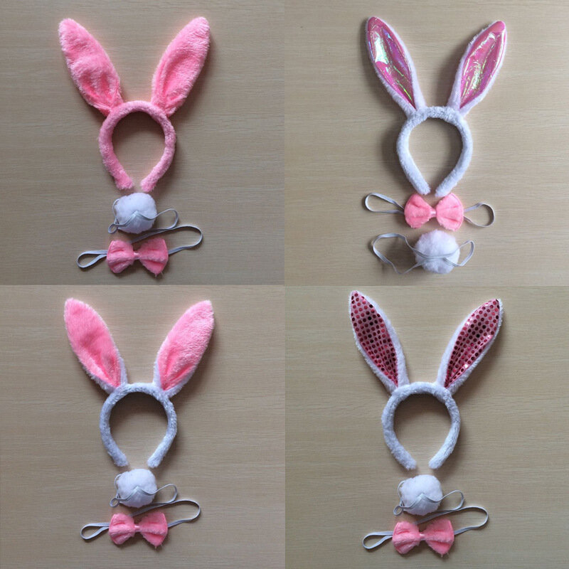 Bambini adulto Bunny Ear fascia per capelli Set nero rosa bianco blu Fancy Dress Costume Hen Party big Rabbit ear hairbands headwear tail