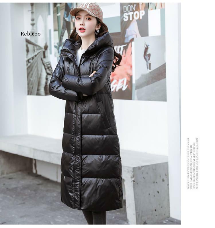 Giacche invernali in piumino di cotone 2022 abbigliamento donna parka lungo cappotti invernali caldi con cappuccio Slim cappotti neri femminili