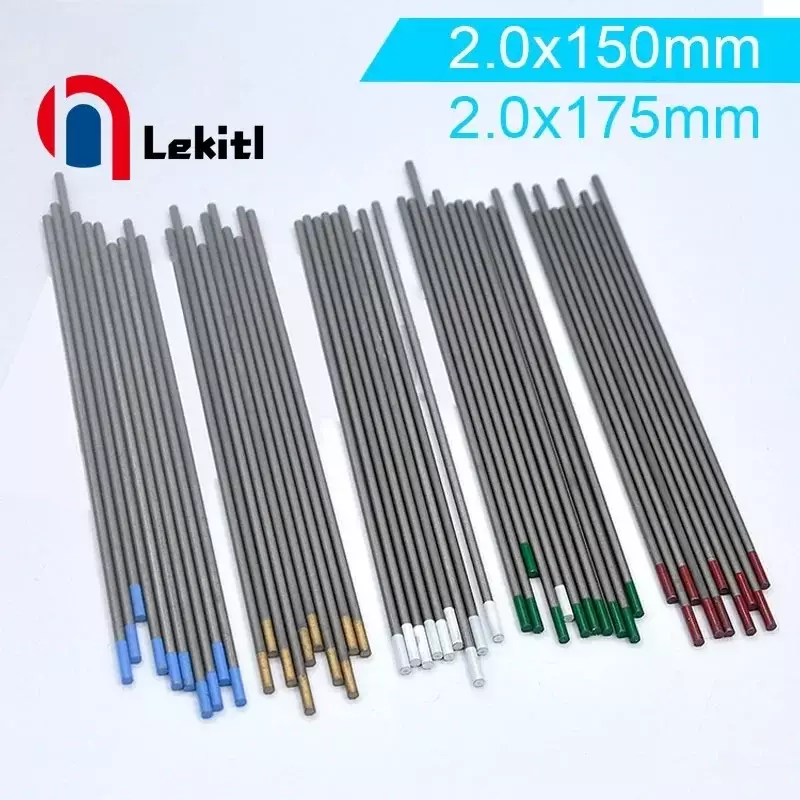 タングステン電極溶接ロッド、針、緑、赤、黒、金、青、灰色、茶色、白、2.0mm、150mm、175mm、10個