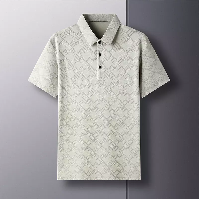 Мужская деловая Повседневная приталенная модная универсальная летняя футболка в клетку с коротким рукавом