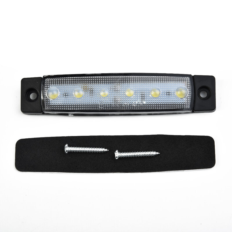 White 12V 6 LED Side Marker Light For Trailer Truck Boat BUS Indicator RV Lamp Comes With Mounting Screws And Nuts
