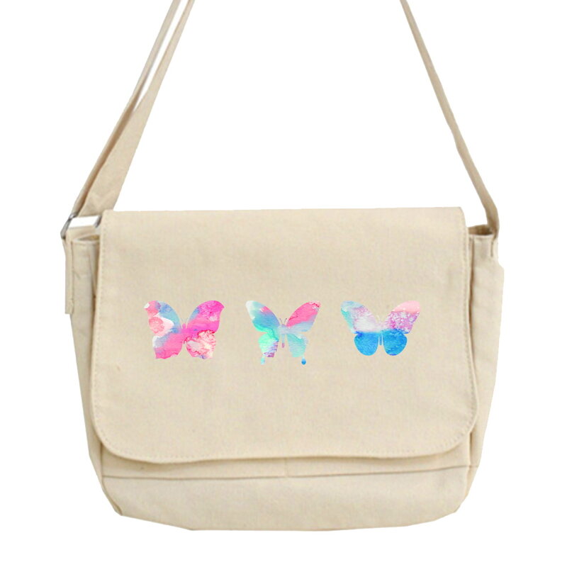 Многофункциональная сумка-мессенджер в стиле ретро, Женская Студенческая портативная Сумочка на плечо С Рисунком бабочки в стиле Харадзюку для колледжа