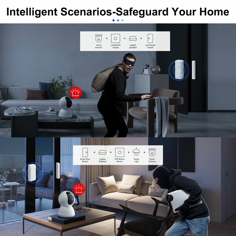 GIRIER Tuya inteligentny czujnik drzwi i okien ZigBee bezprzewodowy detektor kontaktowy dla inteligentnego bezpieczeństwa w domu wsparcie domowy asystent 2MQTT