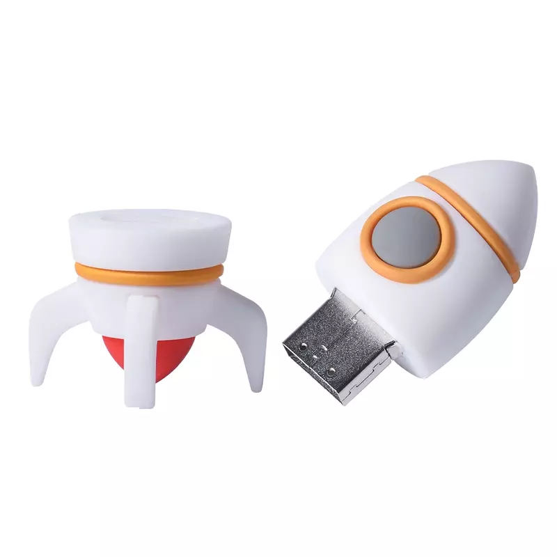 JASTER Silicone Rocket USB Flash Drive 128GB Cartoon Gifts for Children Memory Stick 32GB Astronaut Creative Gift Pen Drive 16GB