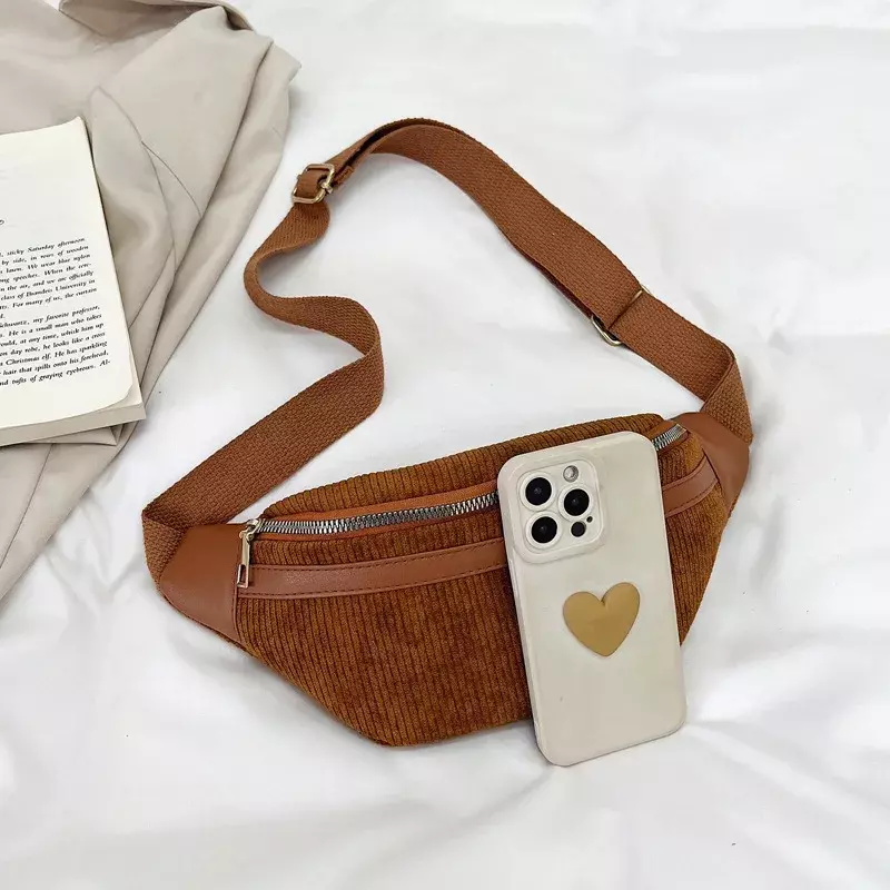 Вельветовая Женская поясная сумка, маленькие холщовые женские сумки через плечо для женщин 2023, забавная модная женская нагрудная сумка для телефона