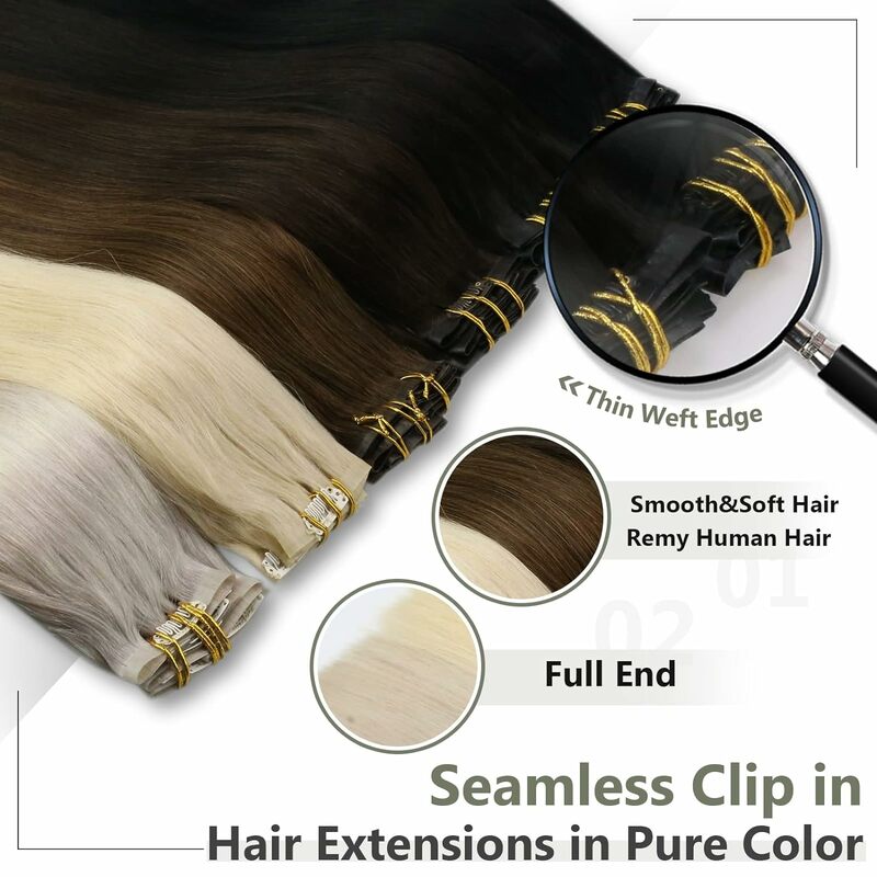 Extensiones de cabello humano sin costuras, pelo rubio de Color puro, 8 piezas, 100g y 80g, Pu, Remy
