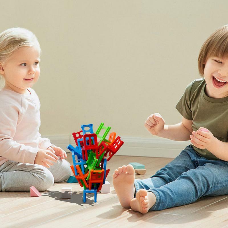 Chairs Stacking Tower Toys 24 Pcs Board Game For Kids Colourful Educational Family Game Board Game For Kids Balancing Toy Kids