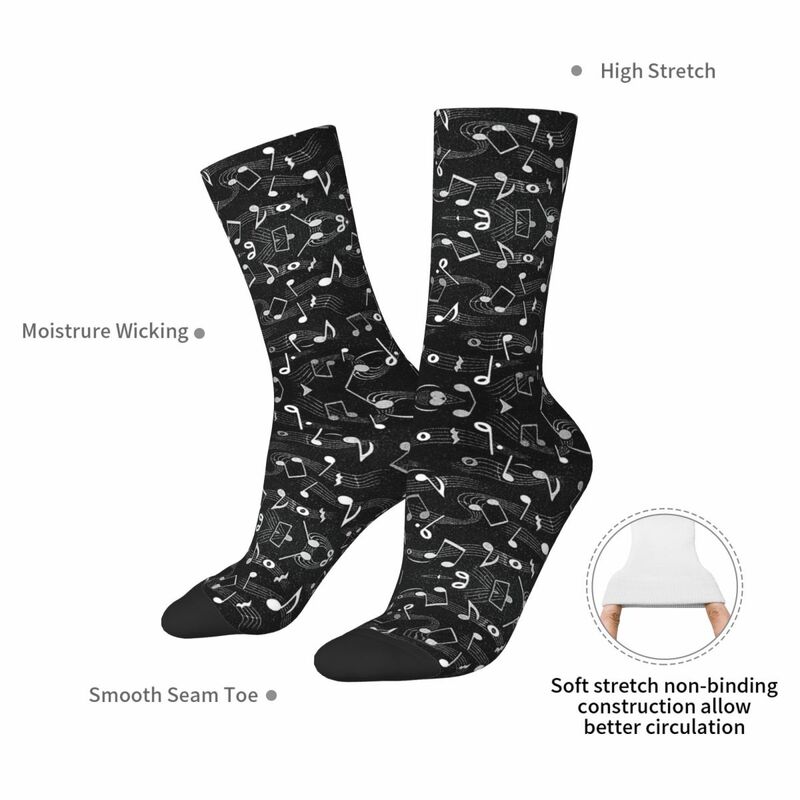 Musical Notes Socks Harajuku Super Soft Stockings All Season Long Socks Accessories for Unisex Gifts