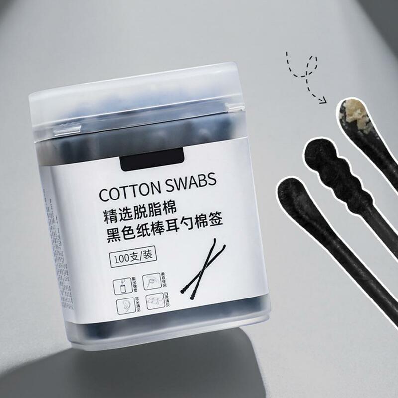 1 Box Useful All-purpose Makeup Ear Cleaner Swab with Storage Case Ear Cleaner Swab Black Color  High Toughness
