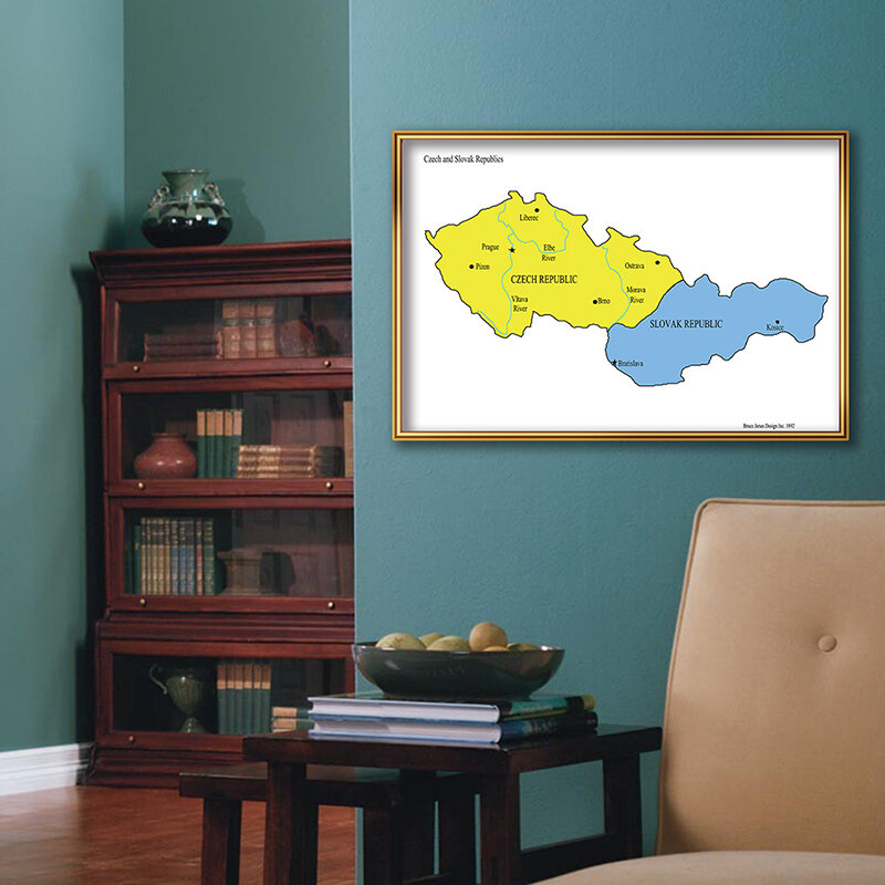 59*42cm Map of The Czech Wall Art Poster Decorative Print Canvas Paintings Living Room Home Decoration Classroom Supplies