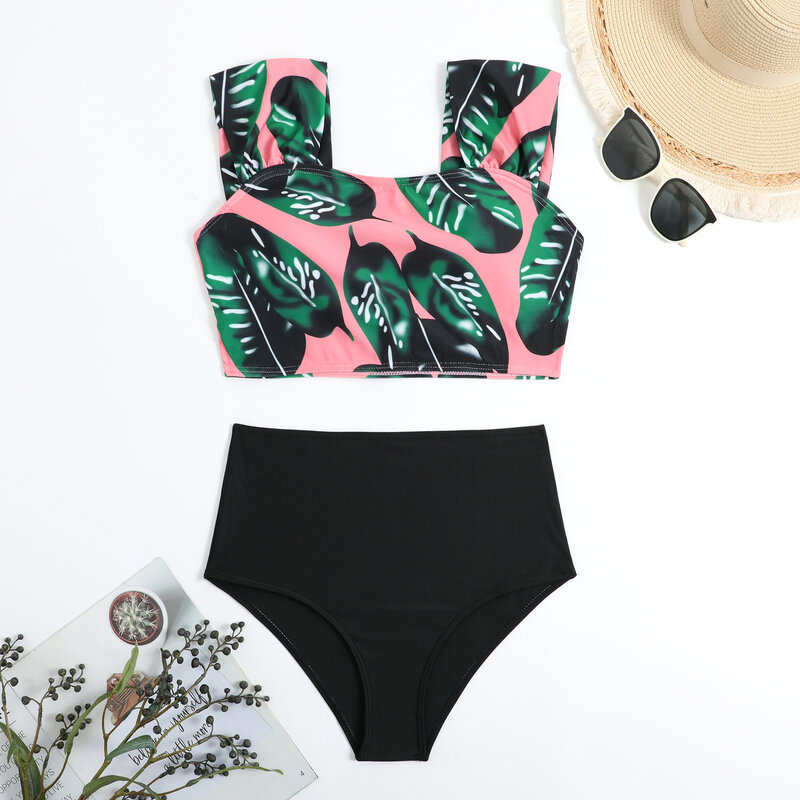 Nieuwe Sexy Badpakken Met Hoge Taille Damesbadkleding Bloem Strandzwemkleding Badpakken Braziliaanse Bikini Set Zwembad Bader 2024