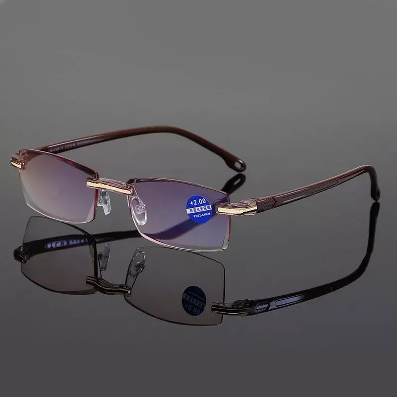 NONOR-Óculos de Leitura para Homens e Mulheres, Anti Raios Azuis, Óculos Presbiopia, Óculos sem Arme Vintage, Dioptria + 1.0, 1.5, 2.0, 2.5, 3.0, 3.5, 4.0