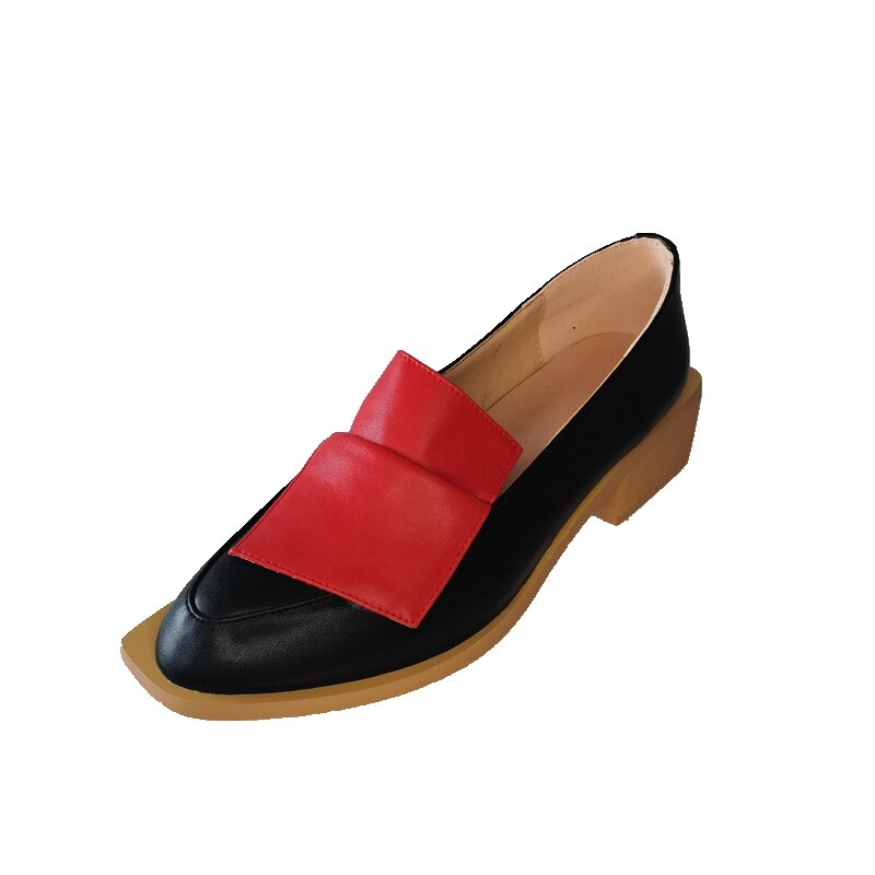 Sapato feminino plus size 22-26.5cm, calçado feminino casual com costura em dois cores, primavera e outono