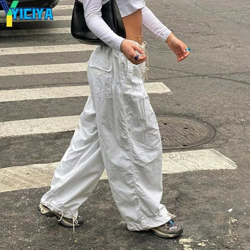 YICIYA-pantalones de paracaídas de cintura baja para mujer, pantalón holgado de longitud completa, moda de los años 90, estilo y2k, novedad de verano, 2024