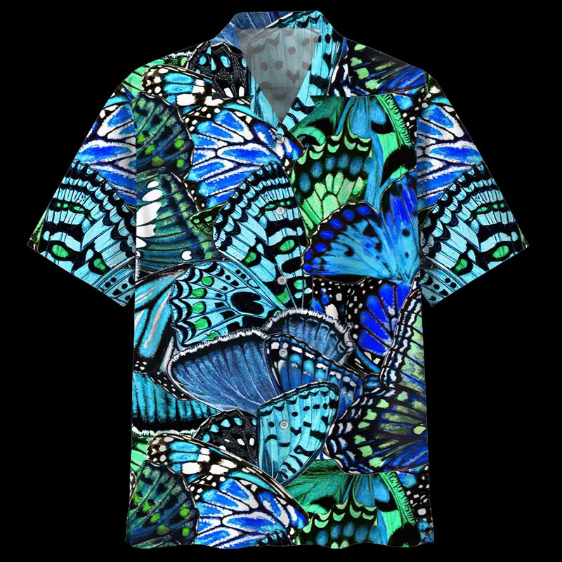Футболка мужская с 3D-принтом бабочек, модная уличная одежда в стиле Харадзюку, короткие рубашки, смешные блузки, топ на лето