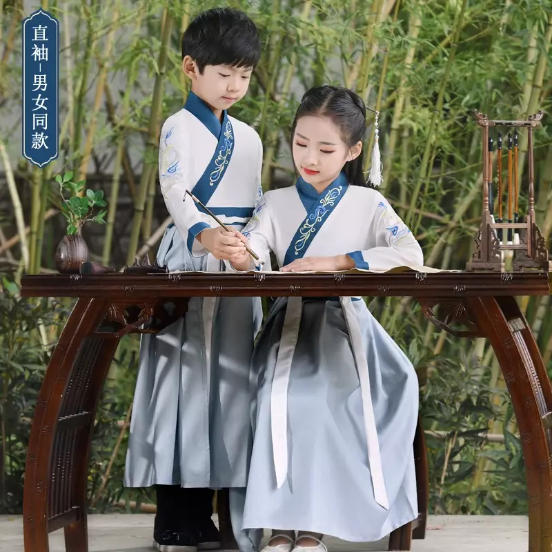 فستان هانفو صيني تقليدي للأطفال ، ملابس مدرسية ، أداء أطفال قديم ، طلاب ، أحمر ، حديث ، فتاة ، أولاد