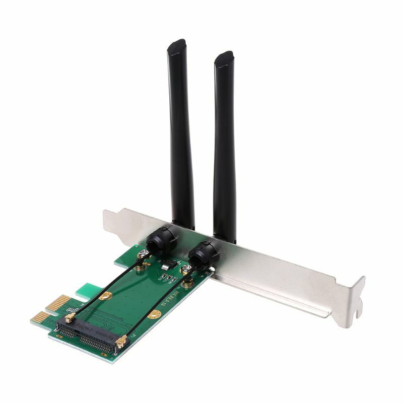 NoEnName_Null Hohe Qualität Drahtlose Netzwerk Karte WiFi Mini PCI-E Express zu PCI-E Adapter 2 Antenne Externe PC