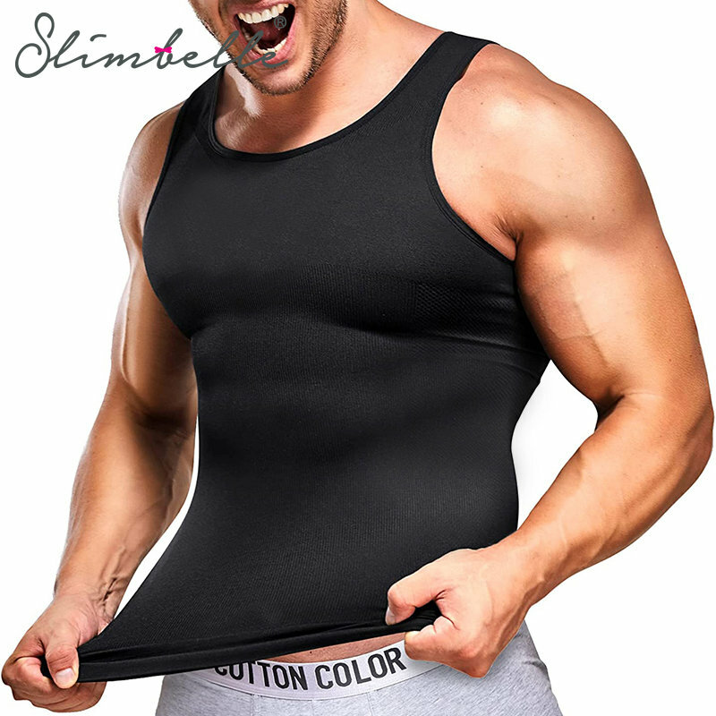 Mens Compression Shirts Abnehmen Body Shaper Weste Workout Tank Top Bauch-steuer Shapewear Abs Bauch Korsett Unterhemd