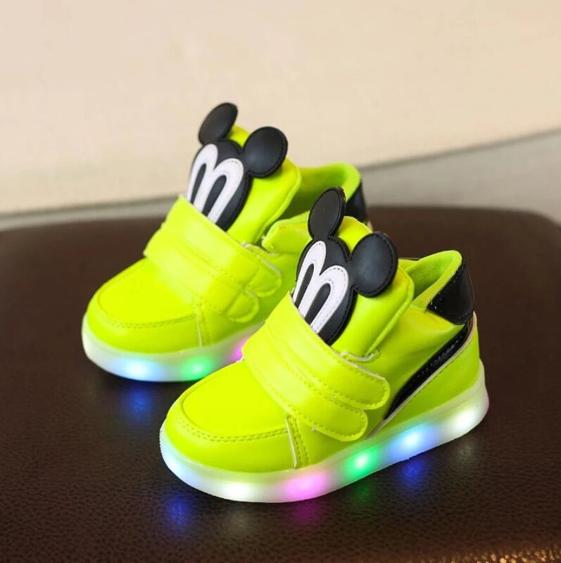 Zapatillas de deporte con iluminación colorida para niños, zapatos casuales clásicos de dibujos animados encantadores, botas geniales para bebés, niñas y niños pequeños
