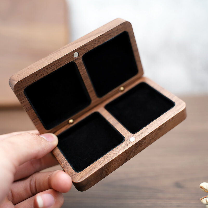 Деревянная шкатулка для ювелирных изделий, квадратная деревянная коробка для Хранения Драгоценностей, дамских подарков, магнитная коробка для свадебных колец