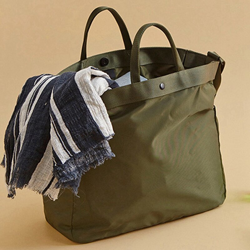 Bolsa de ombro portátil de nylon para homens, bolsa vintage impermeável, grandes sacolas verdes, para viagens ao ar livre, esportes, casual, 2x