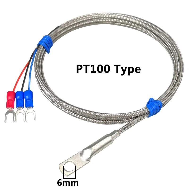 Sonda de Sensor de temperatura termopar tipo K/E/PT100, arandela de orificio de 5mm, Cable de 1-10M para sensor de temperatura Industrial 0 ~ 800 °C
