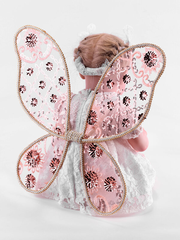 Koronkowy haft różowozłote cekinowe skrzydła motyla z siateczki, niemowlę i dziecko dwa rozmiary skrzydeł, prezenty świąteczne, rekwizyty na występy