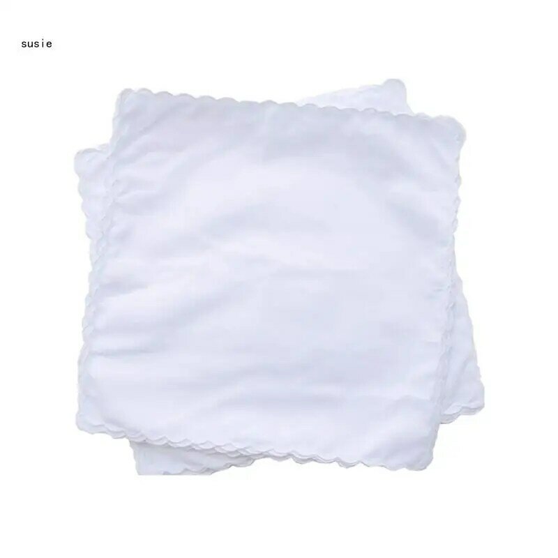 X7YA Weißes Taschentuch für Damen, quadratisch, Baumwolle, superweich, waschbar
